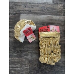 Boots & Barkley Dog Size S up 2 20lb Metallic Gold Puffer Coat Trapper Hat Outfi